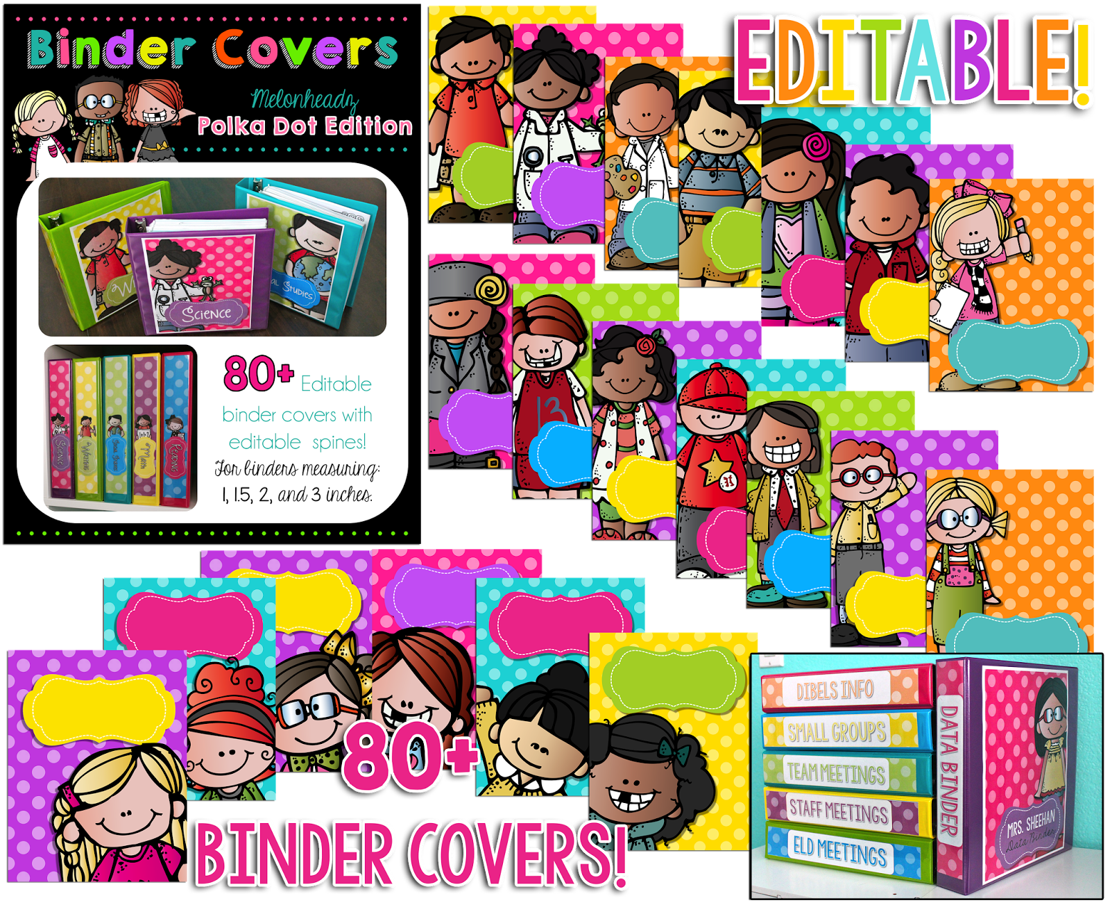 https://www.teacherspayteachers.com/Product/Polka-Dot-Binder-Covers-Editable-Melonheadz-Edition-1888160