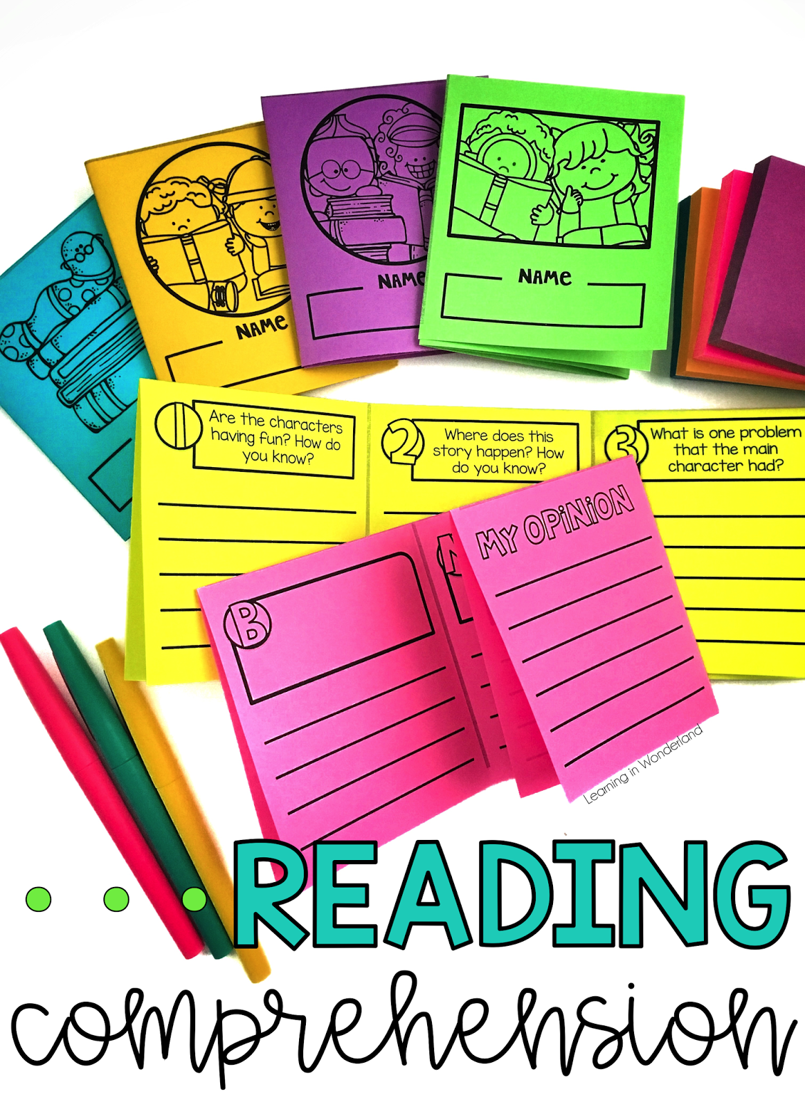 Reading comprehension foldables perfect for 1st and 2nd graders! They focus on story elements, characters, and many more skills! 
