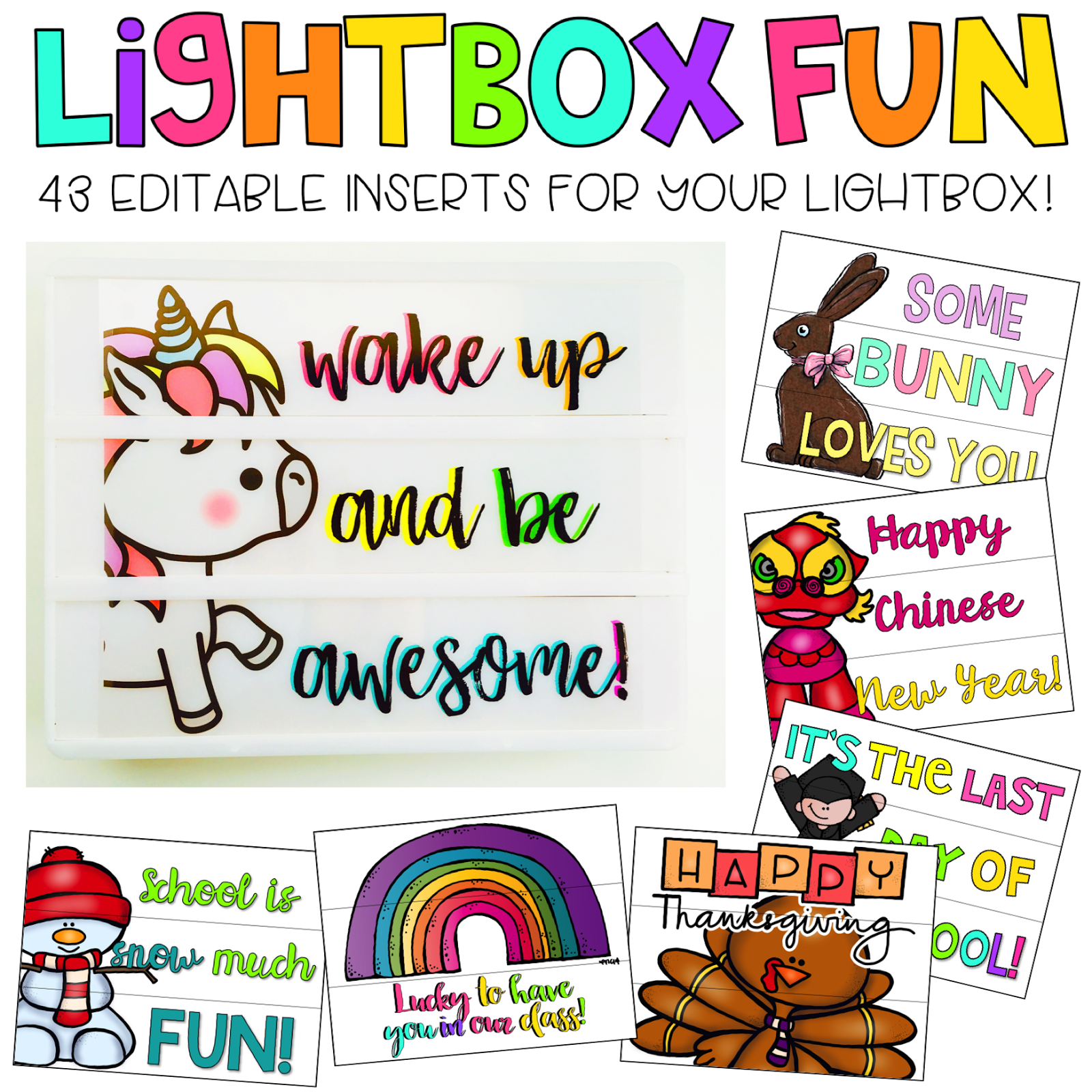 Lightbox Inserts for the Classroom